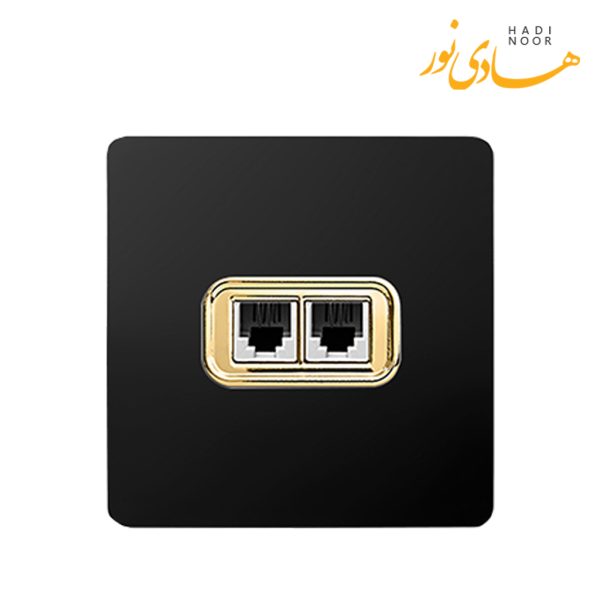 پریز تلفن دوقلو آسیا الکتریک مدل کریستال مشکی